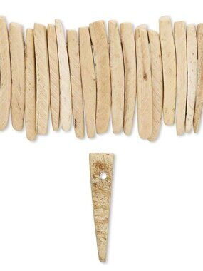 Philippines Coconut Palm Wood Natural Tan 25x4mm Dagger Stick Beads 20 pcs